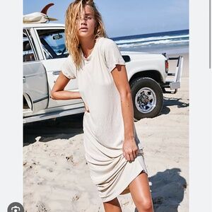 Free People Simone Ribbed Stretchy Midi Dress White Size XS